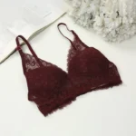 Cotton Lace Foam Wireless Bra Coffee