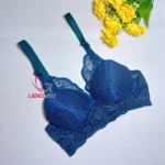 Cotton Lace Foam Wireless Bra Dark Teal