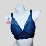 Cotton Lace Foam Wireless Bra Dark Teal
