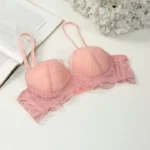 Cotton Lace Foam Wire Bra Baby Pink