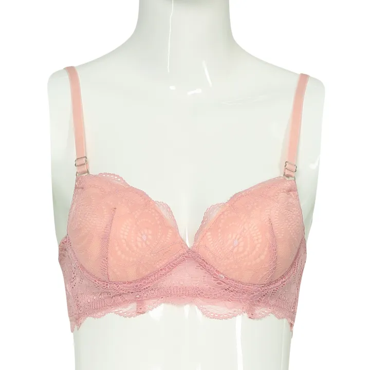 Cotton Lace Foam Wire Bra Baby Pink