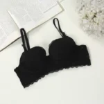 Cotton Lace Foam Wire Bra Black