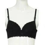 Cotton Lace Foam Wire Bra Black