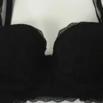 Cotton Lace Foam Wire Bra Black