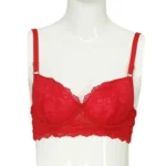 Cotton Lace Foam Wire Bra Red