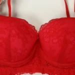 Cotton Lace Foam Wire Bra Red