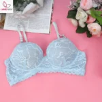 Cotton Lace Foam Wire Bra Sky Blue
