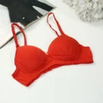 Cotton Foam Wireless Bra Red