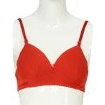 Cotton Foam Wireless Bra Red