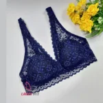 Lace Wireless Bra Navy Blue