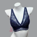 Lace Wireless Bra Navy Blue