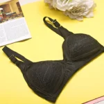 PREMIUM Cotton Lace Foam Wireless Bra Black