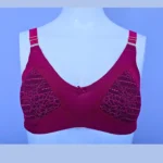PREMIUM Cotton Lace Foam Wireless Bra Maroon