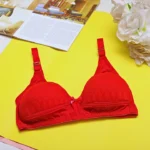 PREMIUM Cotton Lace Foam Wireless Bra Red