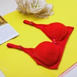 PREMIUM Cotton Lace Foam Wireless Bra Red