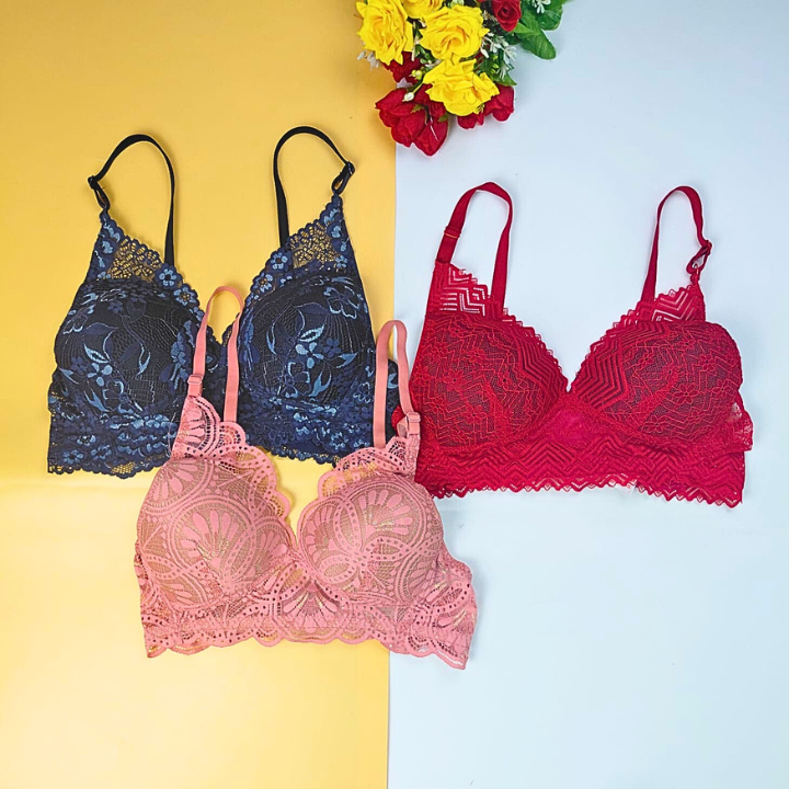 Combo K Lace Wireless Bra (3 pcs)