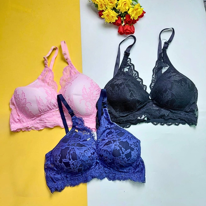 Combo B Lace Wireless Bra (3 pcs) [40 To 44 Size]